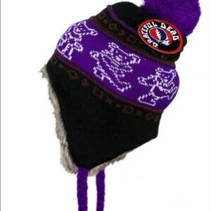Grateful Dead Dancing Bears Ski Hat ~ Purple/Black ~ One Size Fits All ~ New!